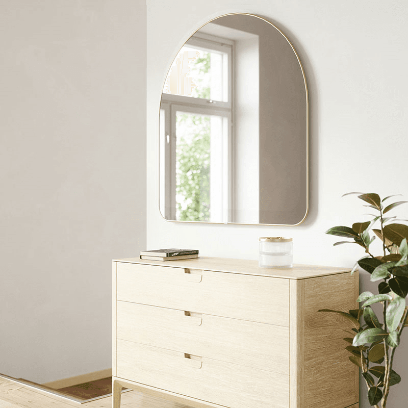 Hubba Arched Mirror, 87 x 92cm, Brass