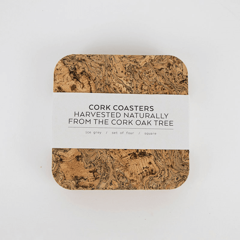 Cork Set of 4 Coasters, W9 x L9cm, Natural