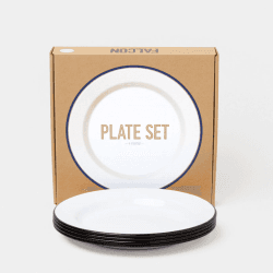 Image showing the Enamelware Plate Set of 4, D24cm, Coal Black Rim product.