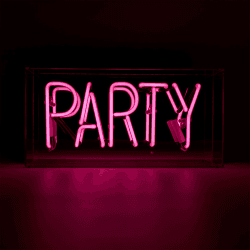 Image showing the Neon Box Party Glass Sign, H38 x W19cm, Pink product.