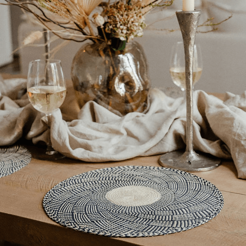 Nariño Set of 2 Woven Placemats, D39cm, Midnight Blue