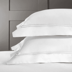 Image showing the Pillowcase, Symons Double Row Oxford, White/Silver, Super King, White/Silver product.