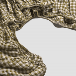 Image showing the Gingham King Size Fitted Sheet, Botanical Green product.