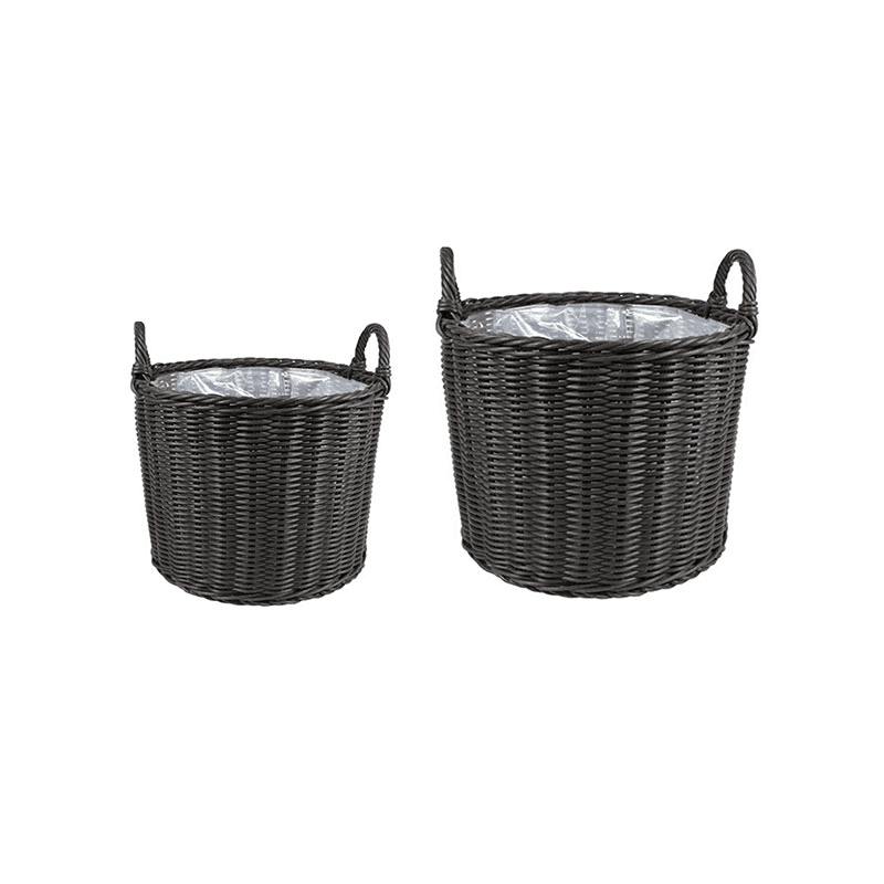Polyrattan Set of 2 Lined Planters, Willow