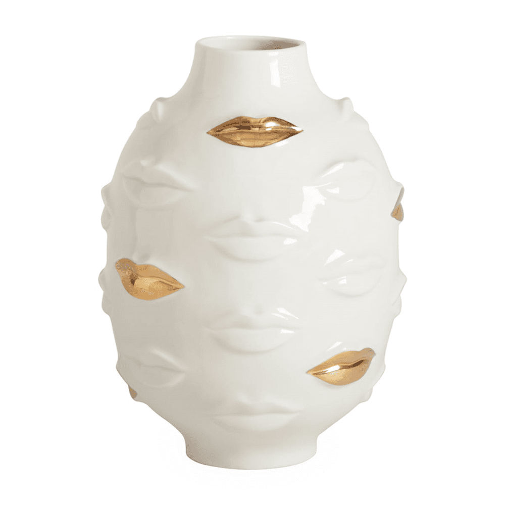 Gilded Gala Vase, H25cm, White & Gold