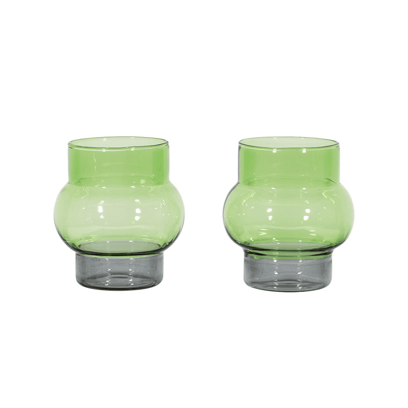 Bump Set of 2 Short Glasses, 270ml, Green