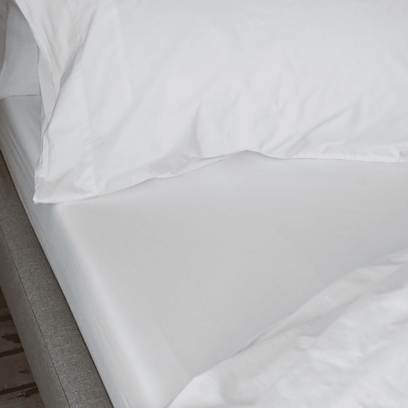 Washed Cotton Percale King Size Fitted Sheet, White