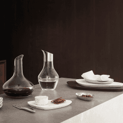 Image showing the Sky Wine carafe and coaster, 23cm, Glass And Stainless Steel product.