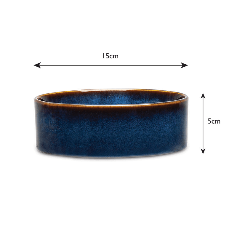Reactive Glaze Dog Bowl, D15cm, Midnight Blue
