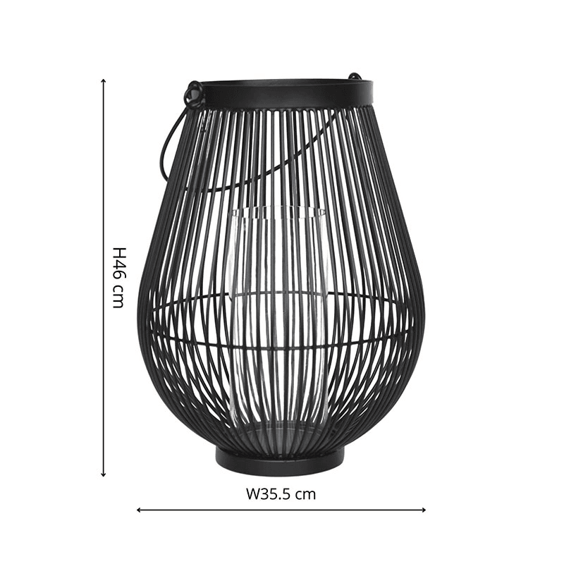Venere Lantern with Glass Insert, H46cm, Black