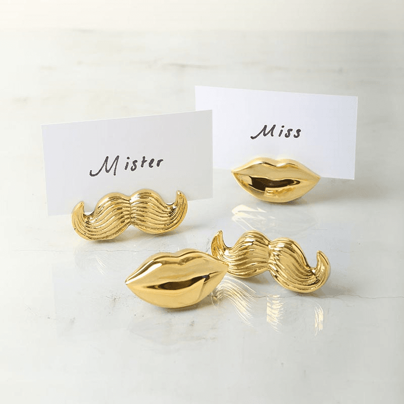 Mr & Mrs Muse Set of 4 Place Card Holders, Gold