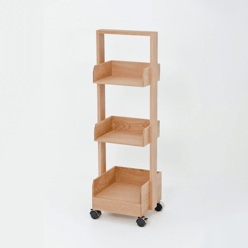 Mini Bookie Roller Shelf, Natural Oak