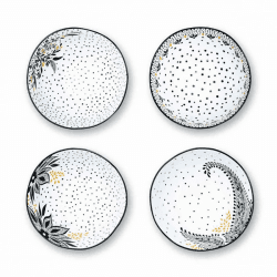 Image showing the Artisanne Noir Set of 4 Small Bowls, D13cm, Monochrome product.