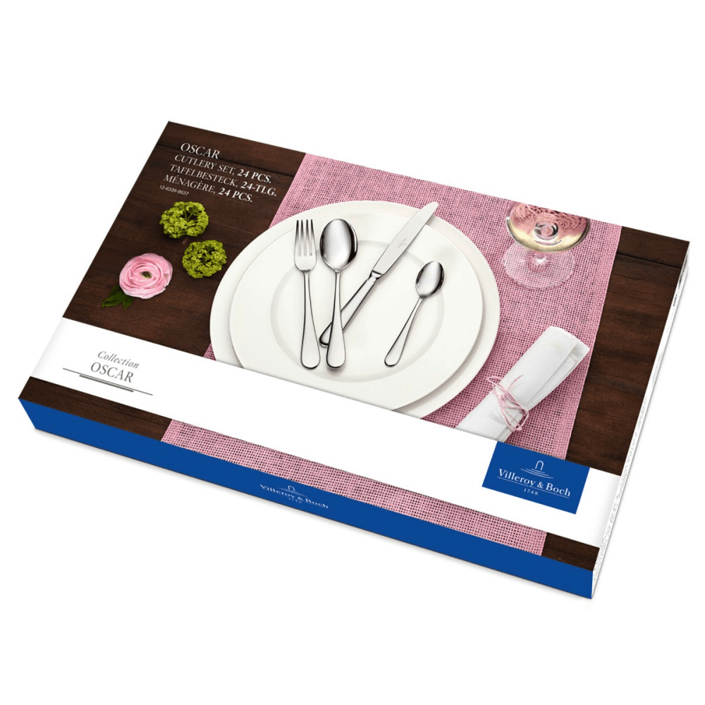 Oscar 24 piece cutlery canteen in picture box, 44 x 28 x 5cm, Stainless Steel