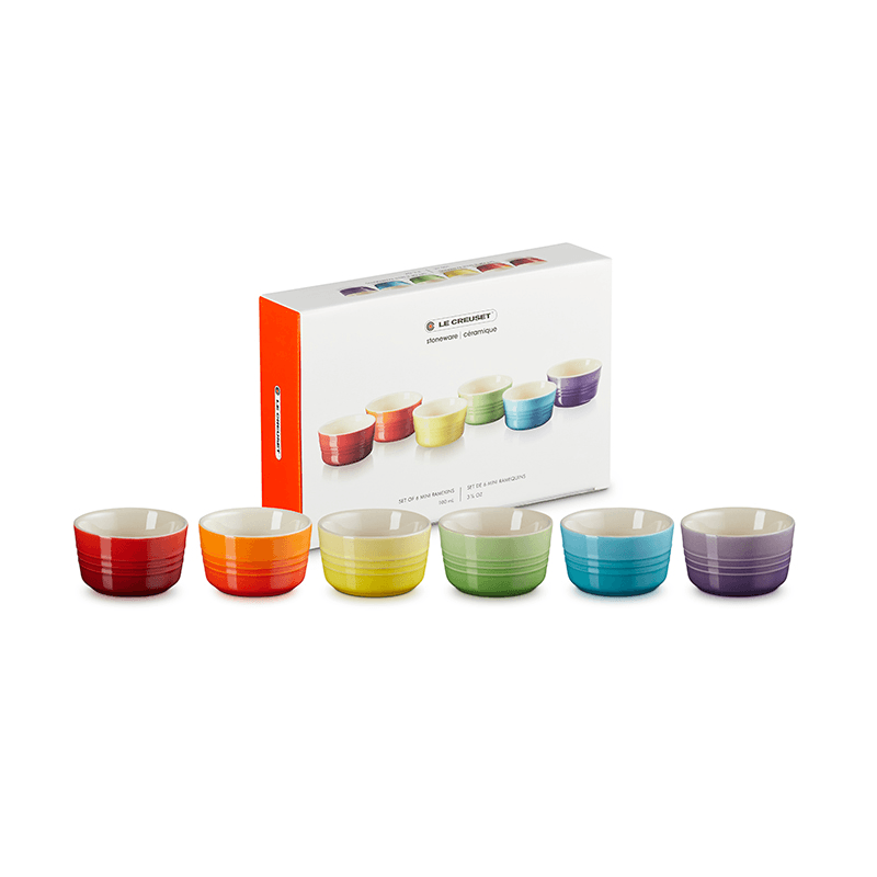 Stoneware Set of 6 mini ramekins, rainbow