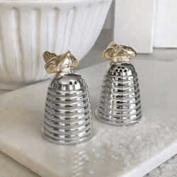 Image showing the Bee Salt & pepper set, H6 x D4cm, Silver product.