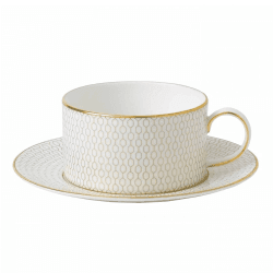 Image showing the Gio Gold Teacup & Saucer, Gold/White product.
