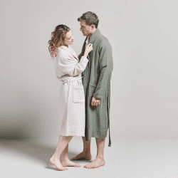Image showing the The Dream Cotton Robe, Medium, Moss product.