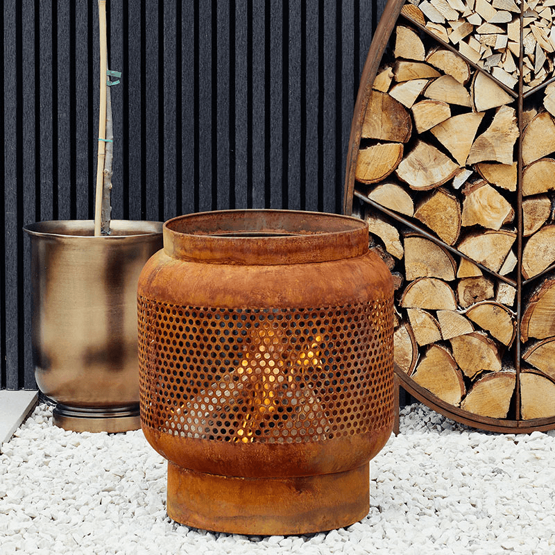 Outdoor Buttermere Basket Fire Pit, W45cm, Rust