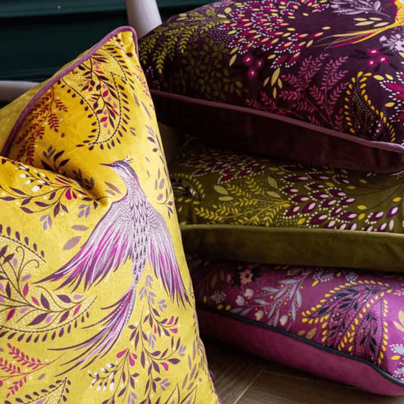 Bird of Paradise Cushion, 50 x 50cm, Saffron