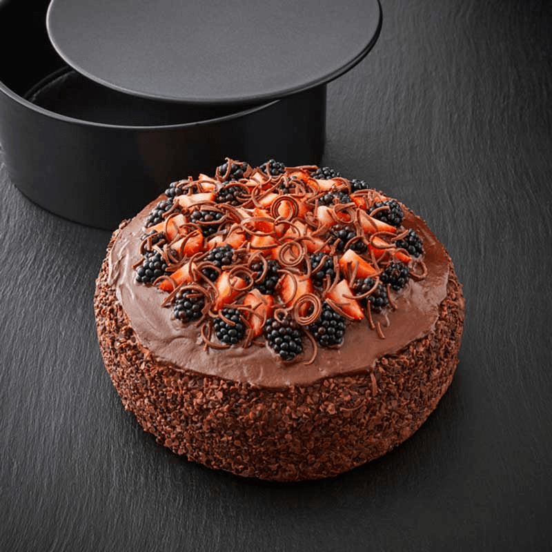 Precision Plus Loose Base Deep Cake Tin, 25cm, Black