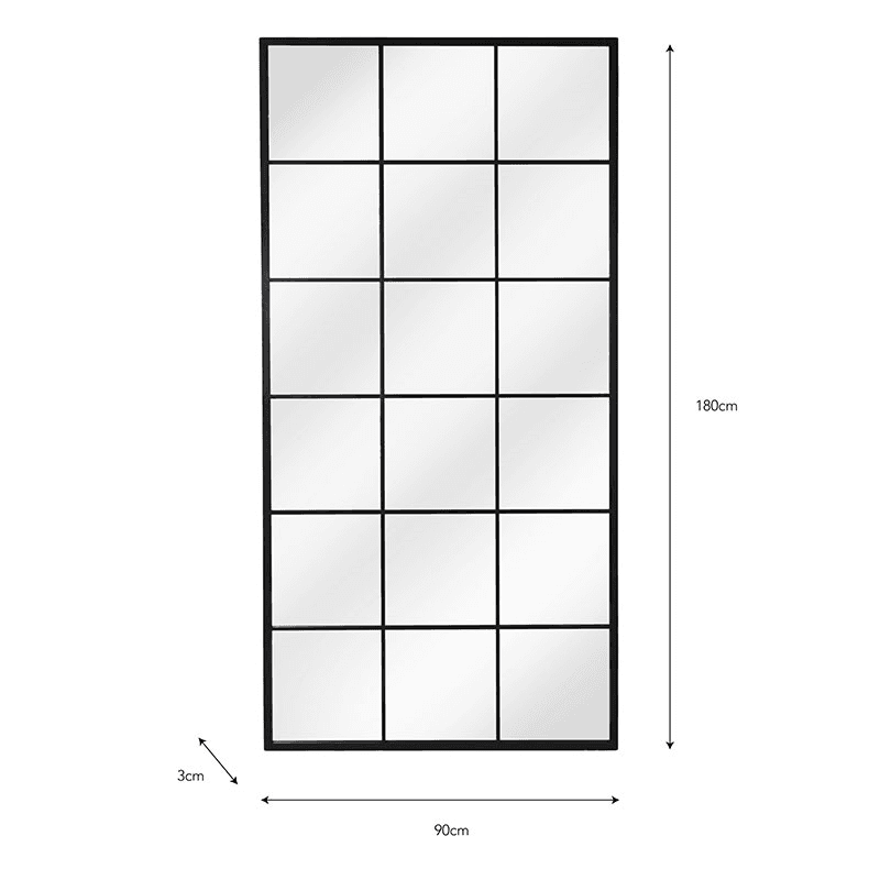 Fulbrook Leaning Mirror, H180cm, Black