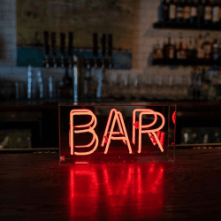 Image showing the Neon Box Bar Glass Sign, H38 x W19cm, Red product.