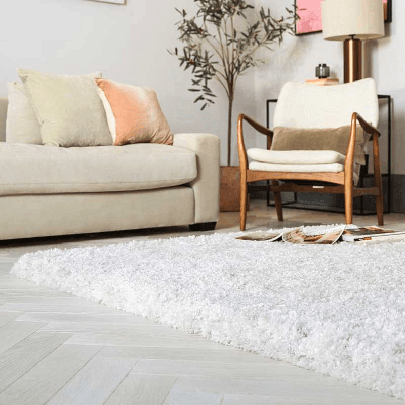 Barnaby Plain Shaggy Rug, 120 x 170cm, Off White
