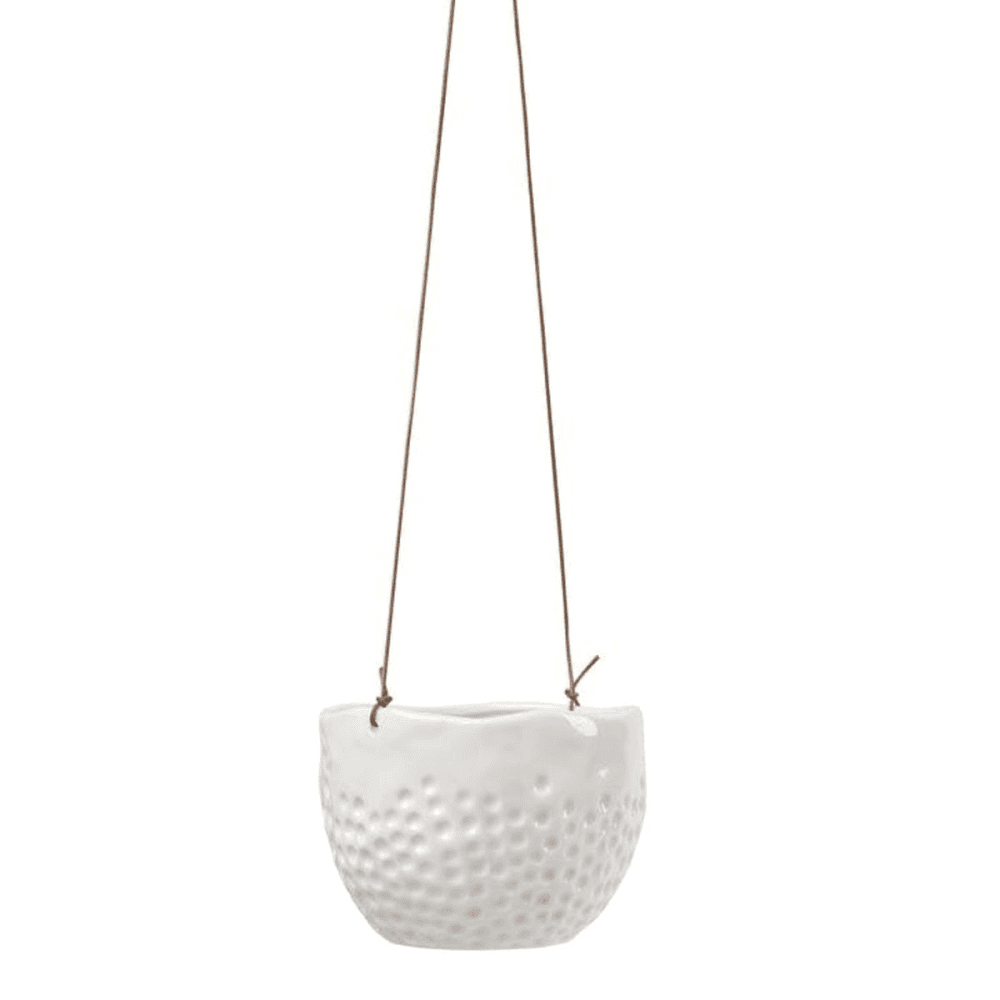 Indoor Hanging Pot, Dot Design, White