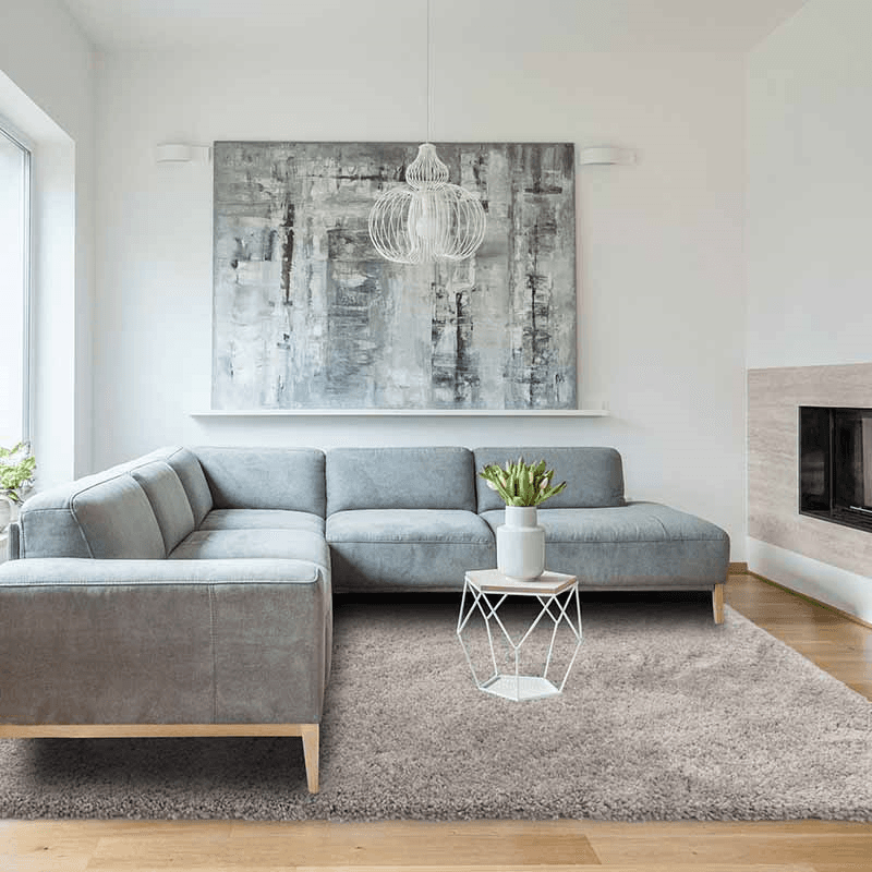 Ritchie Modern Plain Shaggy Rug, 120 x 170cm, Light Grey