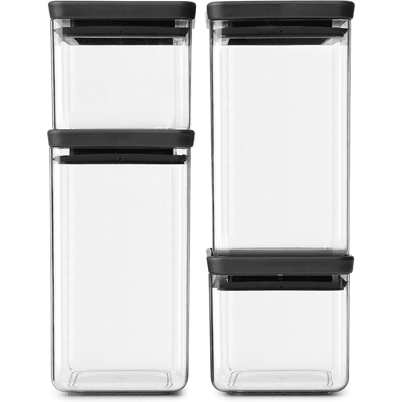 Tasty+ Square Canisters Set of 4, Dark Grey