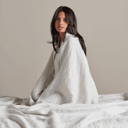 Image showing the The linen & cotton throw, 250 x 250cm, Clay product.
