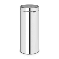 Image showing the Plastic bucket touch bin, 30 litre, Brilliant Steel product.