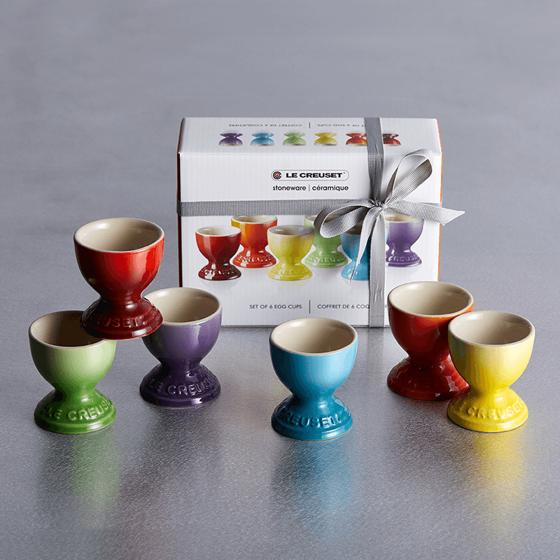 Stoneware Set of 6 egg cups, Rainbow