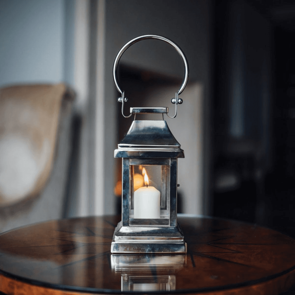 Station Lantern, H28 x W13 x D13cm, Clear/Silver