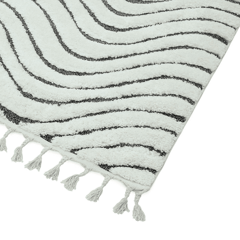 Arianna ripple shaggy moroccan rug, 160 x 230cm, Cream