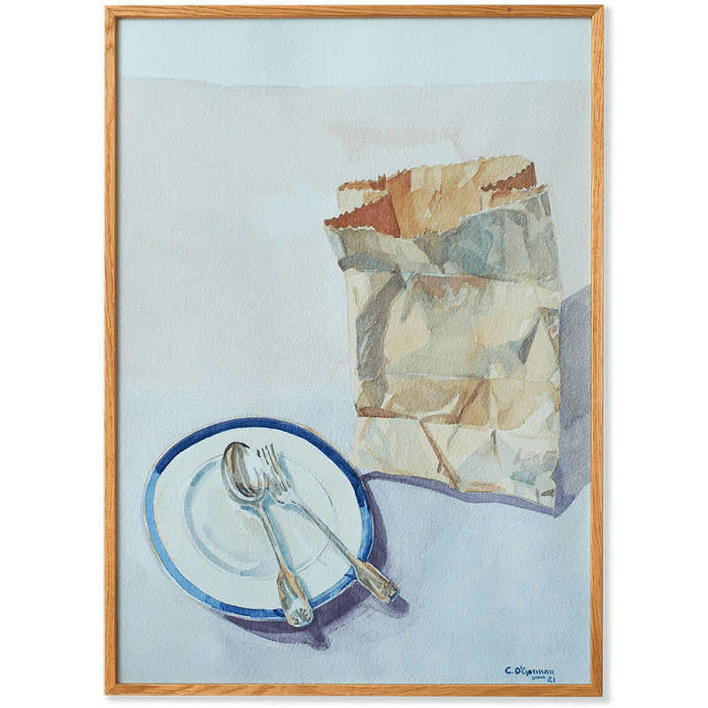 The Bag Framed Print, 50 x 70cm, Brown