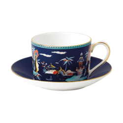 Image showing the Wonderlust - Pagoda Teacup and saucer, 15cl, Blue product.