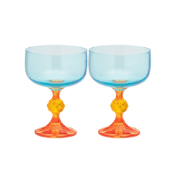 Image showing the Paradise Set of 2 Cocktail Glasses, Blue & Orange product.