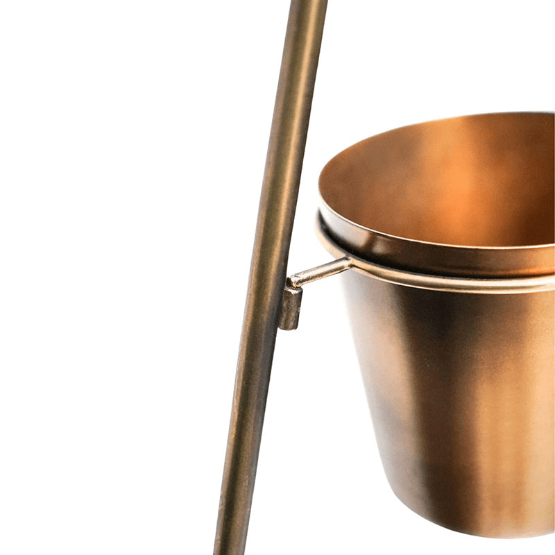 Outdoor Wall Plant Stand with Planters, H128 x W51cm, Gold