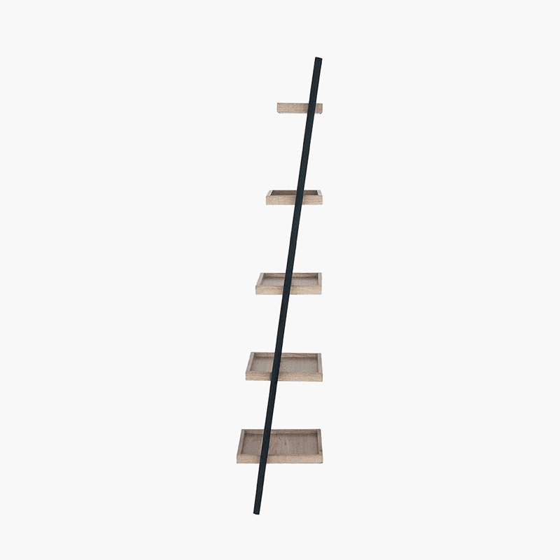 Gallery 5 Shelf Ladder Unit, Natural Wood Veneer and Black