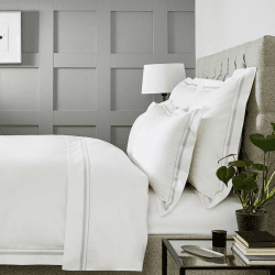 Image showing the Cavendish Super king size duvet cover, W260 x L220cm, White/Silver product.