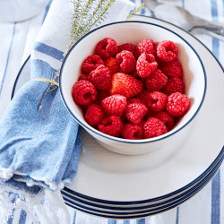 Image showing the Beja Set of 6 cereal bowls, 14cm, White With Blue Rim product.