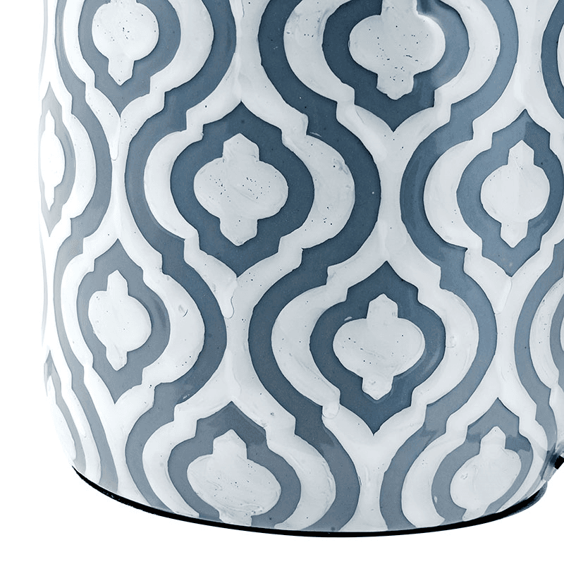 Ceiia Table Lamp With Linen Drum Shade, H24cm, Grey & White