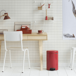 Image showing the New Icon Plastic bucket pedal bin, 12 litre, Passion Red product.