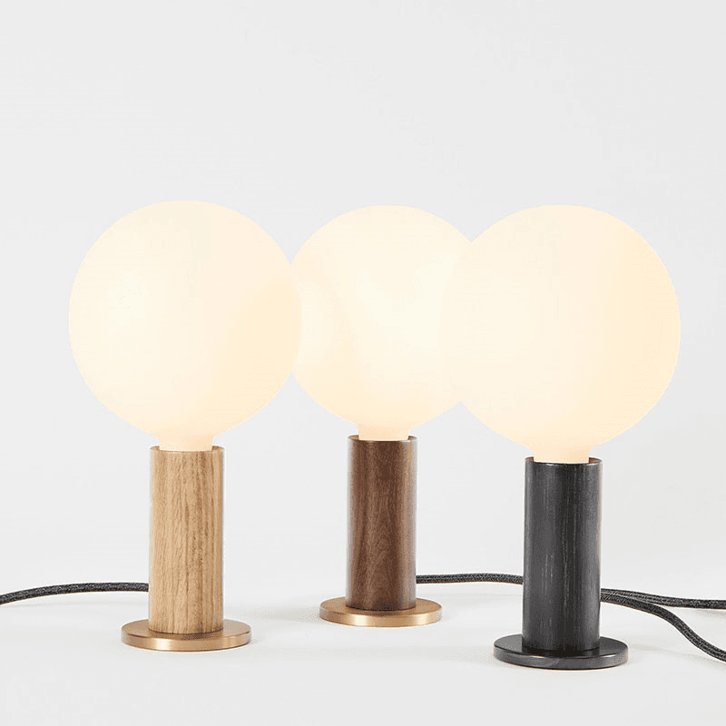 Knuckle Lamp with Sphere, Blackened Oak