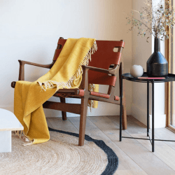 Image showing the Herringbone Wool Blanket, 145 x 190cm, Mustard Herringbone product.