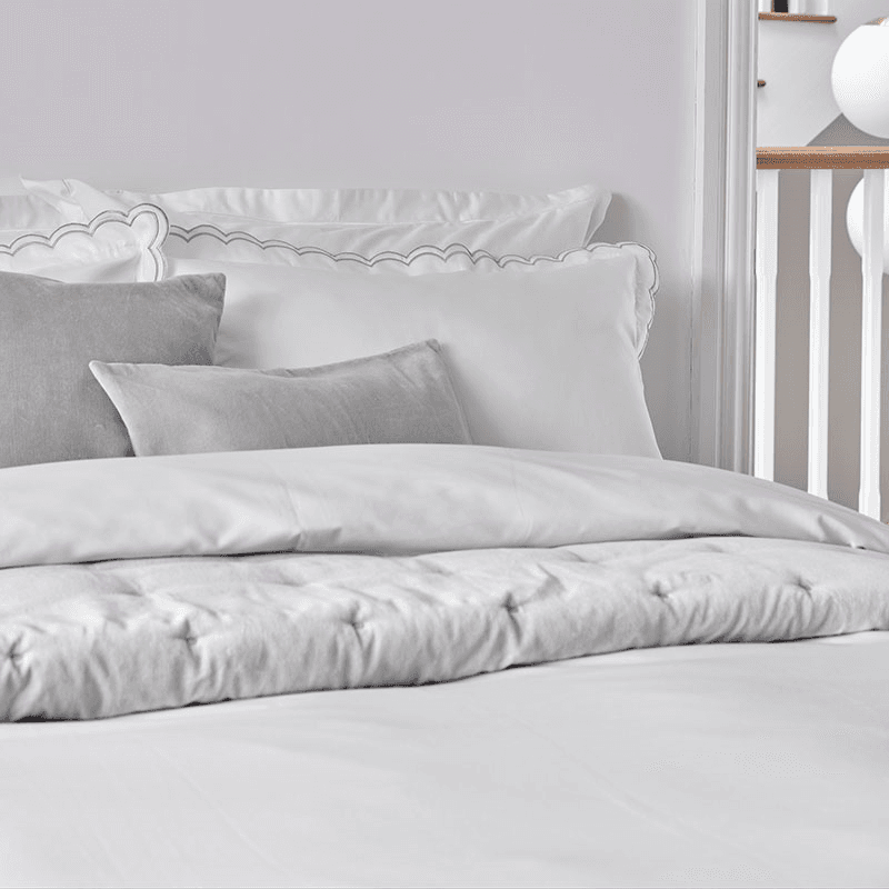 Scallop Edge Duvet Set, Super King, Silver