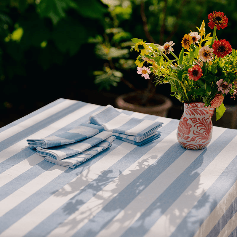 Stripe Tablecloth, W170 x L240cm, Cornflower Blue