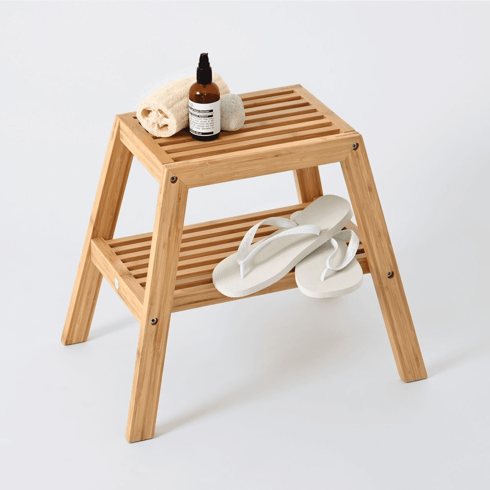 Slatted stool, H42 x W50.5 x D35.4cm, Bamboo